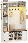 Hzuaneri 47.2" Hall Tree, LED Farmhouse Entryway Storage and Coat Rack Wood by Hzuaneri