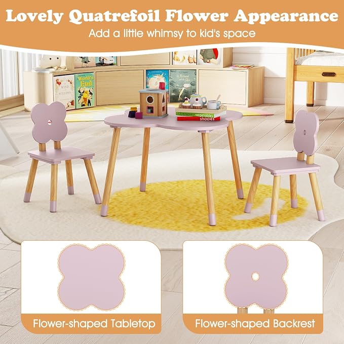 Costzon Kids Table and Chairs, Wooden Toddler Desk Set - Image 3