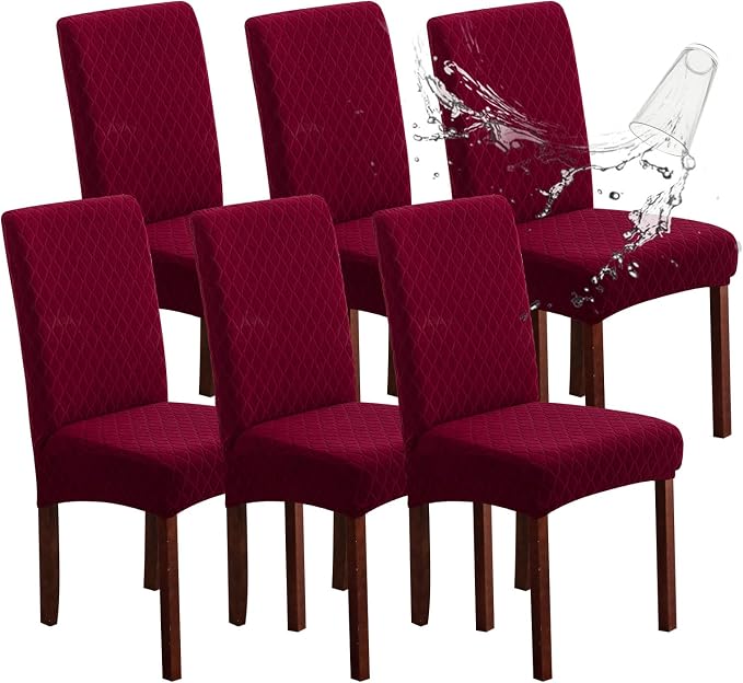 Genina Waterproof Chair Covers for Dining Room, Stretch Jacquard Dining Chair by Genina