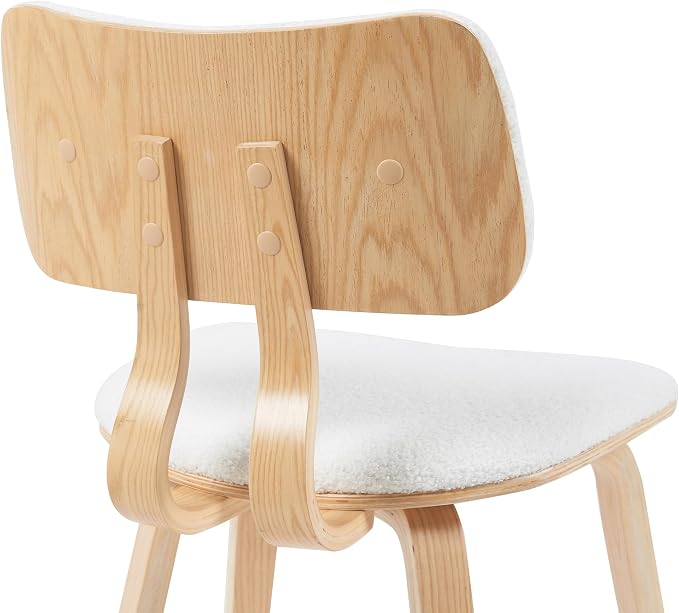 Armen Living Jaguar Mid-Century Upholstered Dining Chair in White Boucle and - Image 6