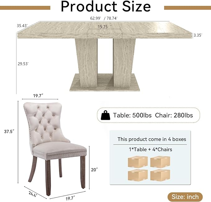Henf 5 Pieces Extendable Dining Table Set - Image 3