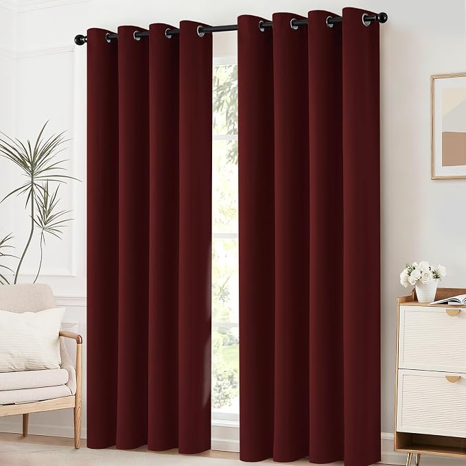 Yakamok Room Darkening Curtains 63 Inches Long Blackout Curtains Thermal - Image 2