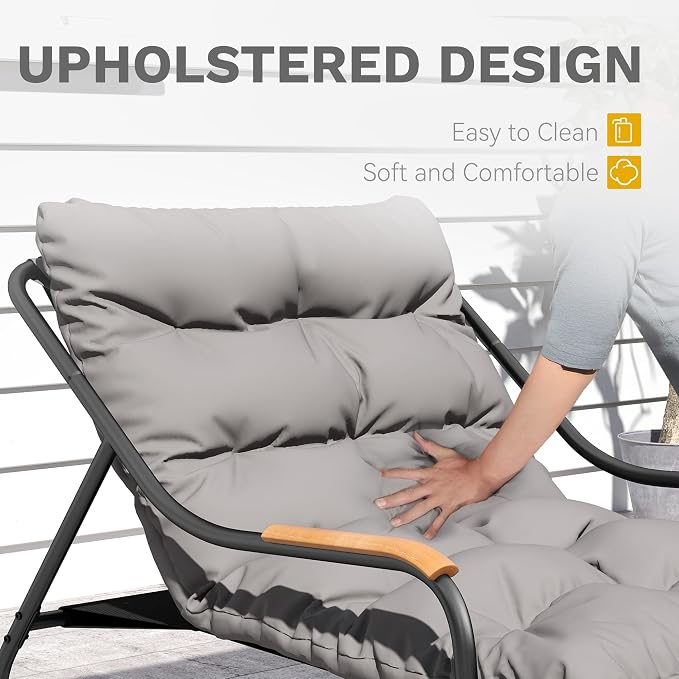 DWVO Outdoor Rocking Chair, Over-Sized Patio Rocking Chair - Image 3