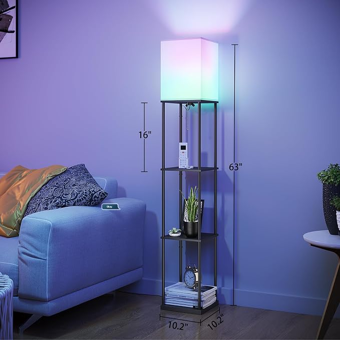 SUNMORY Floor Lamp with Shelves, Smart APP Control Standing Lamps with RGB Bulb - Image 5