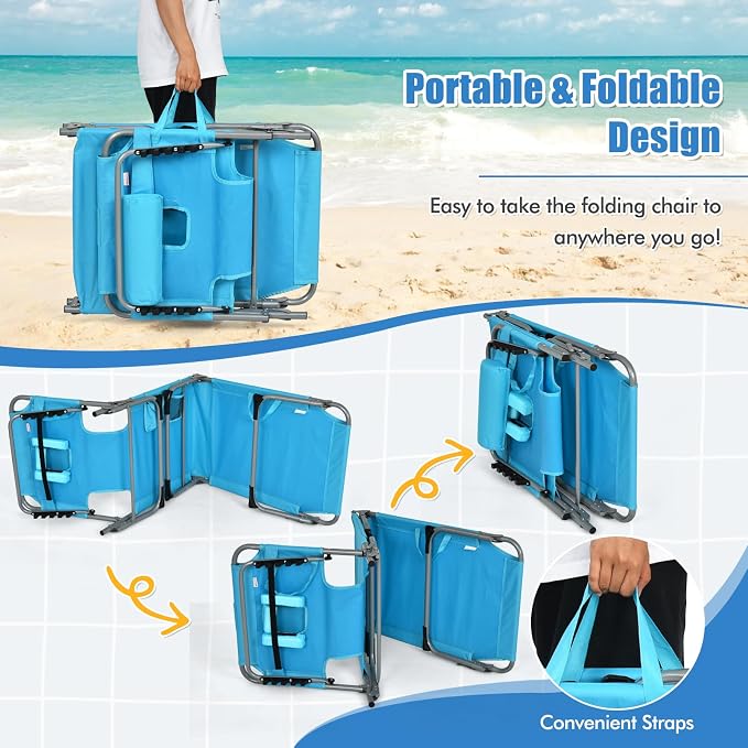 Goplus Tanning Chair, Folding Adjustable Patio Lounge Chair - Image 7