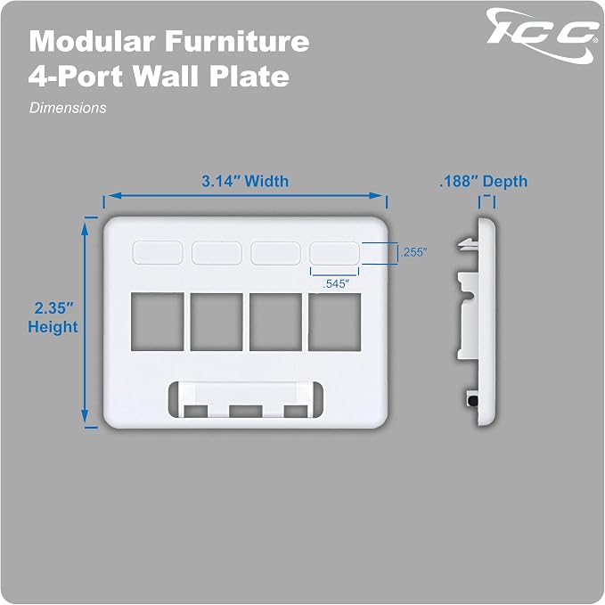 ICC 4-Port Modular Furniture Faceplate - Image 9