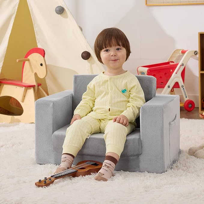 Kids Couch, 2-in-1 Toddler Chair Comfy 1-3 Years Old, Convertible Kids Chair - Image 2