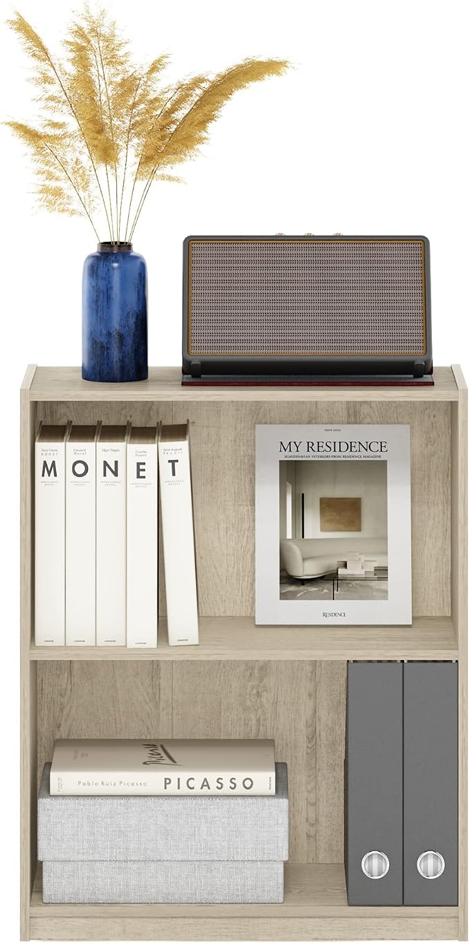 Furinno Gruen 2-Tier Open Shelf Bookcase, Metropolitan Pine - Image 4