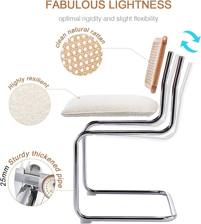 Zesthouse Natural Rattan Dining Chairs Set of 4, Modern Kitchen Chairs - Image 5