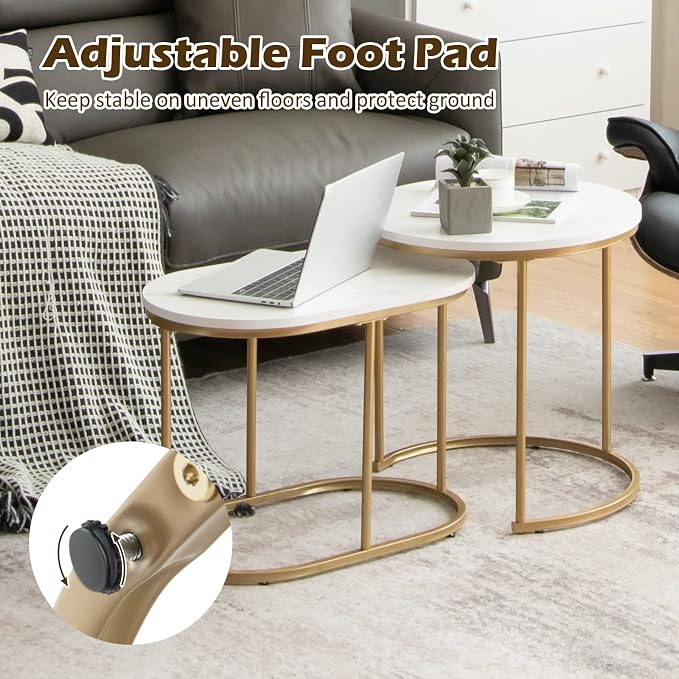 Giantex Modern Nesting Coffee Table Set of 2, Coffee Table & End Table Sets - Image 4