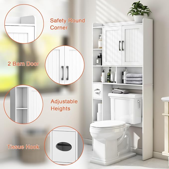 Vabches Over The Toilet Storage Cabinet, Farmhouse Storage Cabinet Over Toilet - Image 3