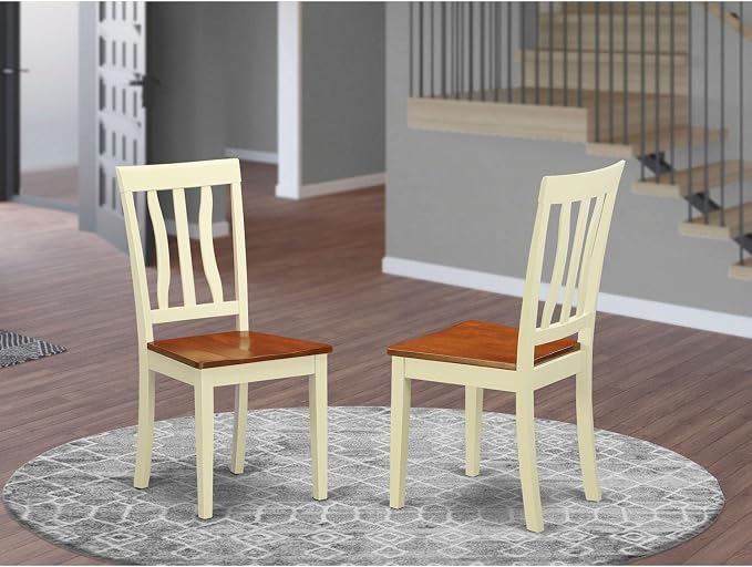 East West Furniture ANC-WHI-W Antique Dining Room Chairs - Image 2