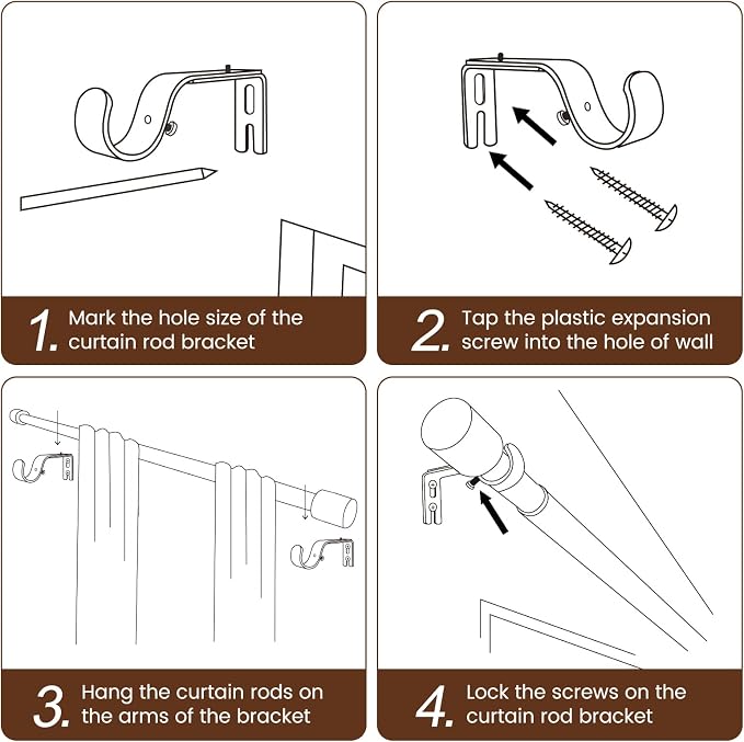 1” Diameter Curtain Rods Itself is 30 to 60 inch 1 Pack Fit 30-54 inch Window - Image 6