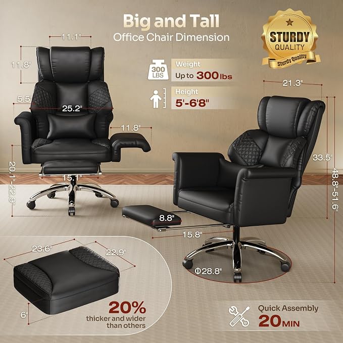 Ergonomic Office Chair with Footrest, Criss Cross Legged Desk Chair with - Image 3