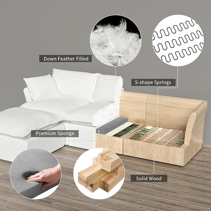 2 Seat with Ottoman L Shape Modular Sectional Couch Sofa - Image 4