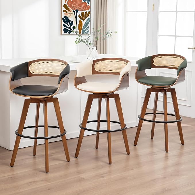 Set of 3 Rattan Swivel Bar Stools - Image 6