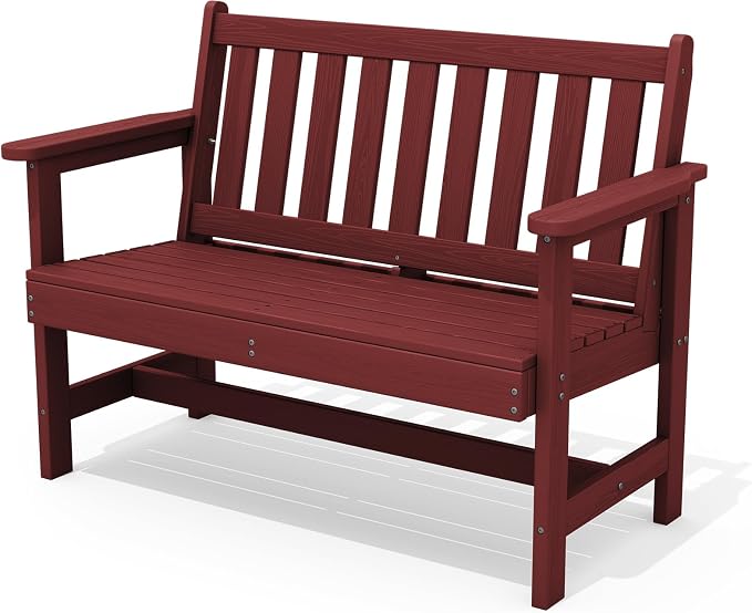SERWALL Outdoor Bench, HDPE Outdoor Benches Weatherproof, 2-Person Garden Bench by SERWALL