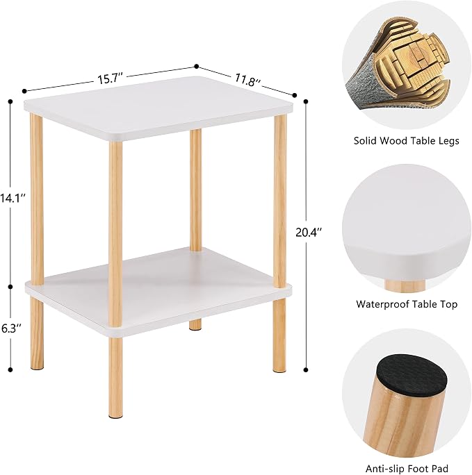Apicizon 2 Tier End Table Set of 2, Small Side Table - Image 3