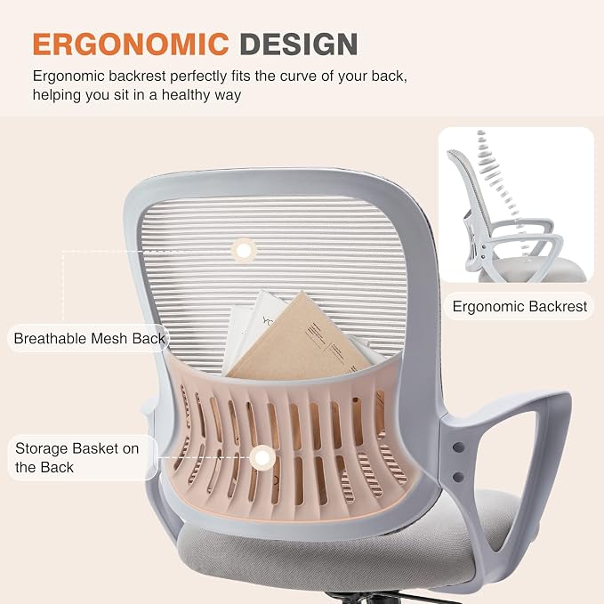 Sweetcrispy Ergonomic Mid-Back Mesh Home Office Desk Chair - Image 5