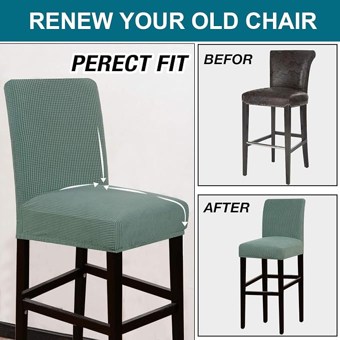 Turquoize Stretch Bar Stool Cover Counter Stool Pub Chair Slipcover - Image 5