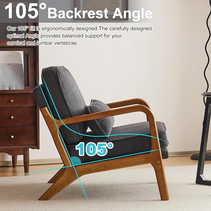 Karl home Mid-Century Modern Accent Chair, Living Room Chairs - Image 4