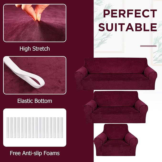 Peryiter 3 Pcs Couch and Loveseat Covers Set Sofa Cover - Image 3