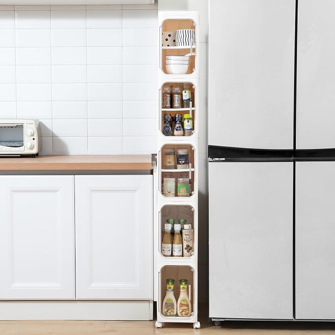 5-Tier Tall Narrow Storage Cabinet, Slim Bathroom Storage Cabinet - Image 2