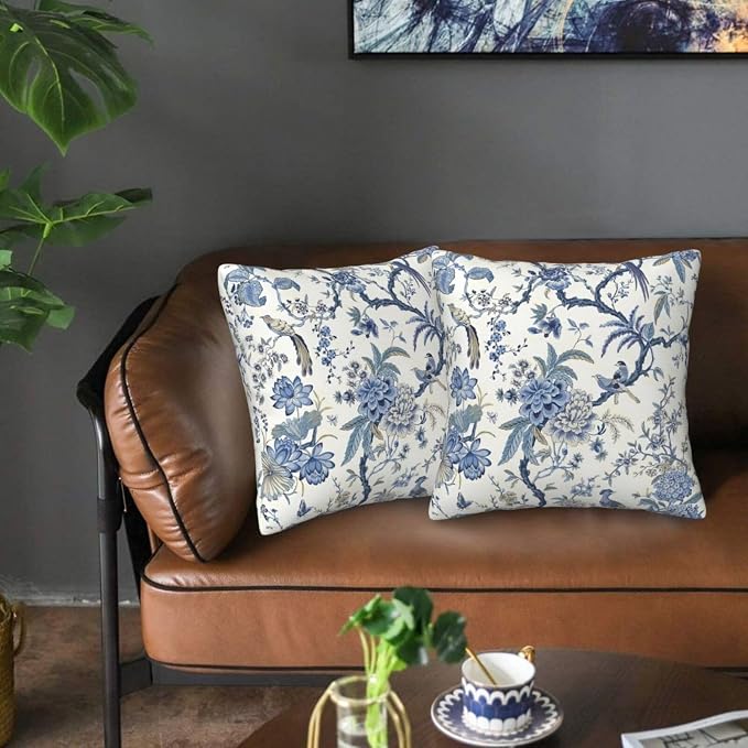 Chinoiserie Blue and White Pillow Covers 20x20 in Set of 2 - Image 8