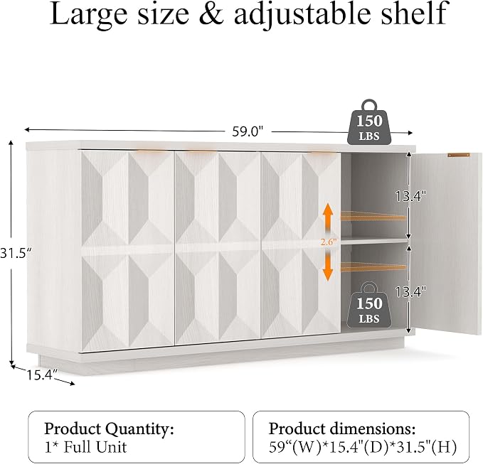 Brafab Buffet Cabinet, Wood Sideboard Cabinet - Image 2