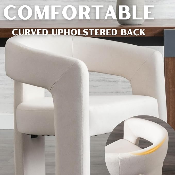 RIVOVA Modern Barrel Dining Chairs Set of 8, Linen Upholstered Accent Side Chair - Image 4
