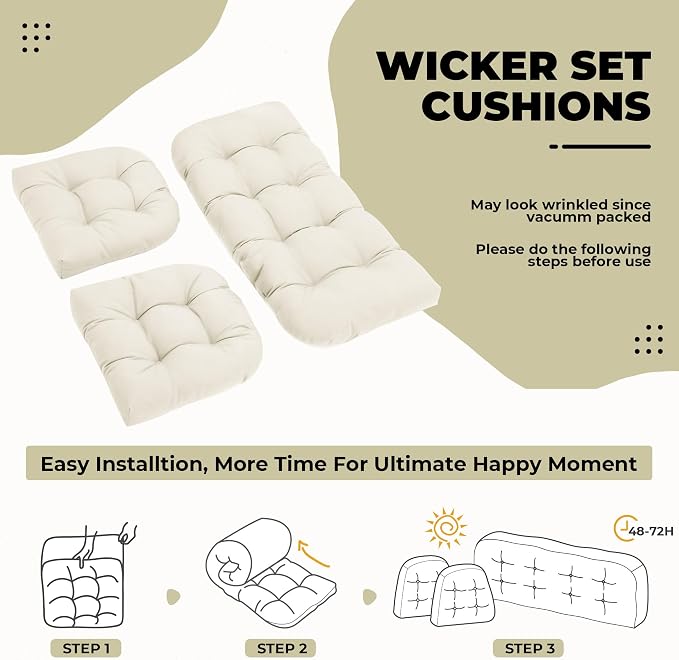 DANGHOOGY Wicker Chair Cushions, Waterproof Outdoor Loveseat Cushions - Image 6
