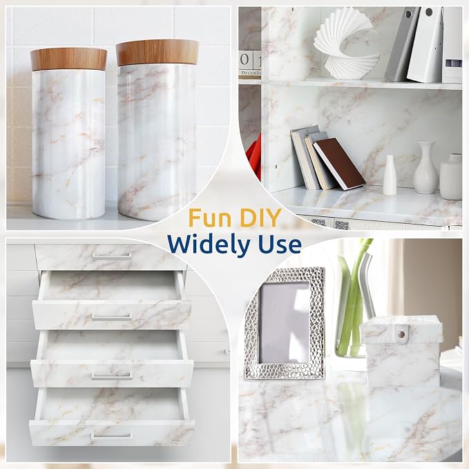 rabbitgoo Glossy Marble Contact Paper Peel and Stick Wallpaper 17.5" X 78.7" - Image 7