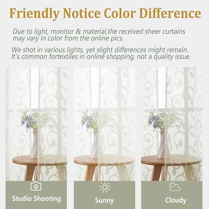 OWENIE Furman Cafe Curtains 30 Inch Length 2 Panels Set, Elegant Geometric - Image 4