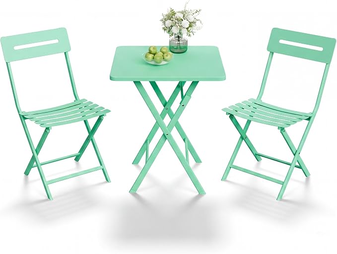 GarveeTech 3-Piece Folding Bistro Set, Heavy Duty Outdoor Patio Furniture - Image 8