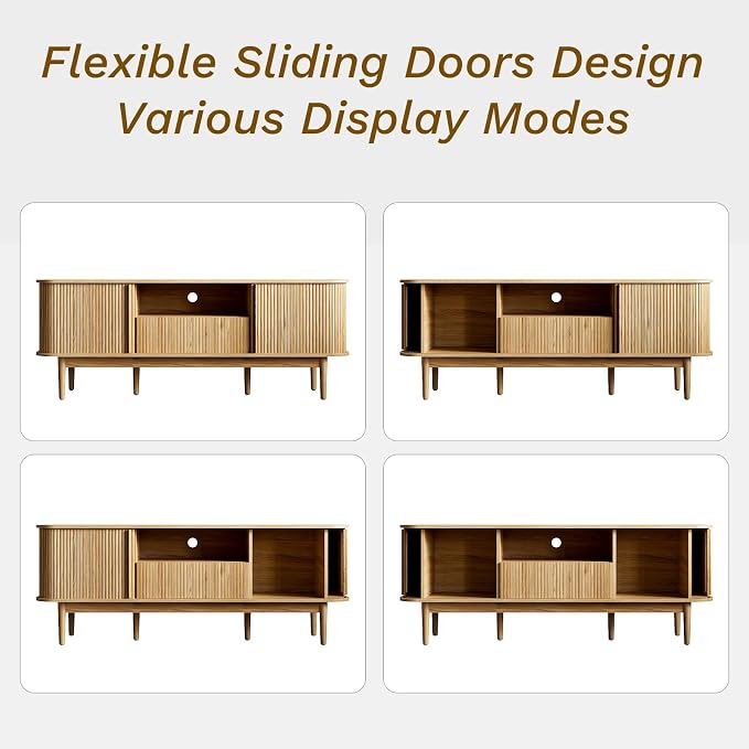 MAISONARIA 63" Tambour TV Stand, Fluted TV Stand - Image 4