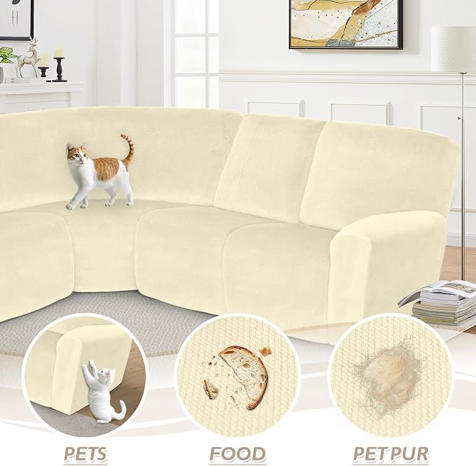 Arfntevss Sectional Recliner Couch Covers Velvet Corner Sectional Sofa Cover - Image 7