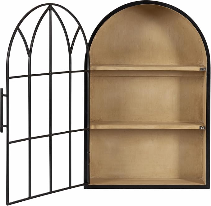 Kate and Laurel Megara Decorative Wooden Hanging Arched Wall Cabinet - Image 9