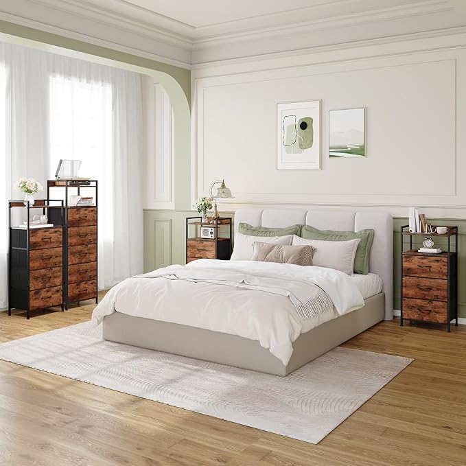 Somdot Nightstand with 4 Drawers, Vertical Storage Tower Fabric Dresser - Image 2