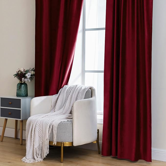MIULEE Velvet Curtains 108 inches Long 2 Panels - Image 7