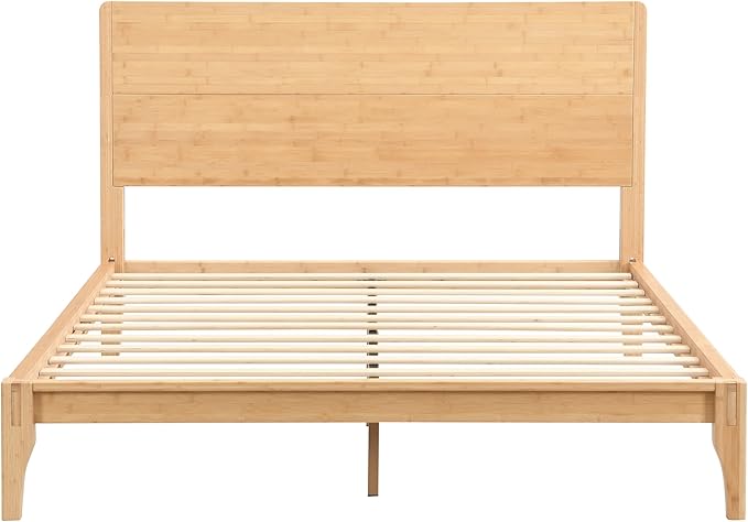 Merax Queen Size Bamboo Platform Bed, Mid-Century Modern Bed Frame - Image 6
