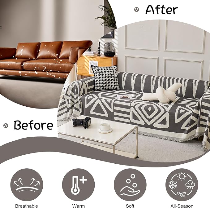 VClife Bohemian Sofa Cover for Dog, Non Slip Couch Covers for 3-4 Cushion Couch - Image 4
