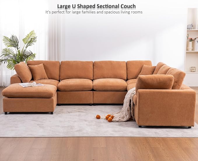 Oversized Modular Sectional Sofa Couch, Large 7 Seater Corner Sofa Modern U - Image 5