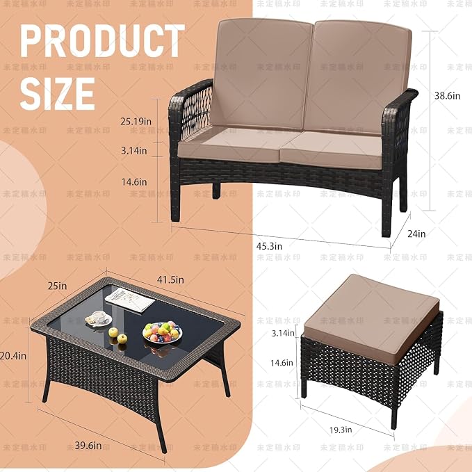 LEVELEVE Patio Furniture Set Outdoor Rattan Chair Wicker Sofa Garden - Image 2