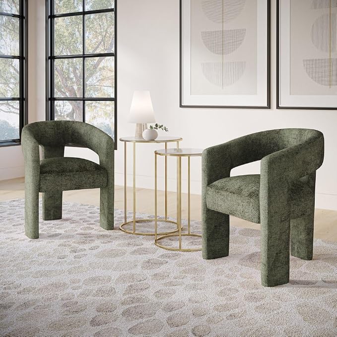 Jofran Gwen Jacquard Upholstered Accent Chair, Modern Luxury Plush Sculptural - Image 2