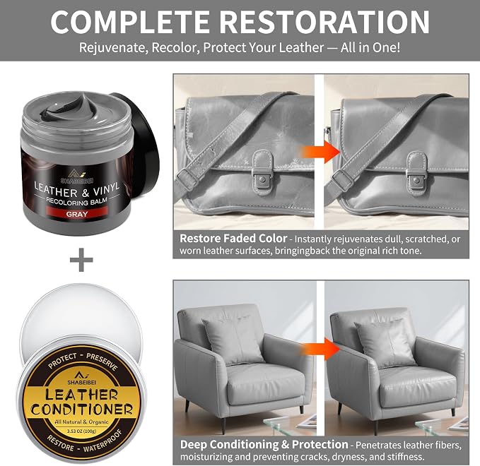 Leather Recoloring Balm with 100ml Mink Oil, Car Seats, Dye & Restorer - Image 3