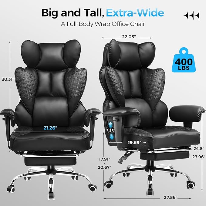 COMHOMA Big and Tall Office Chair Heavy Duty Wide Ergonomic Gaming Chair - Image 2