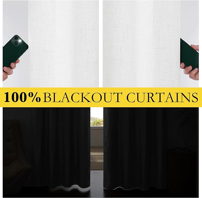 NICETOWN 100% Absolutely Blackout Linen Curtains - Image 2