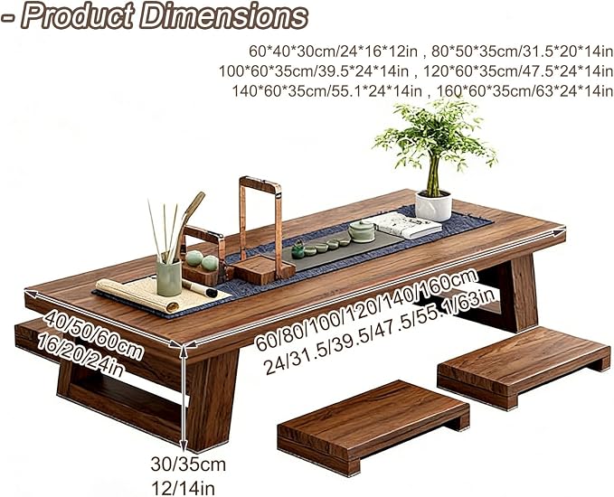 JHDXL Solid Wood Japanese Tea Table, - Image 7