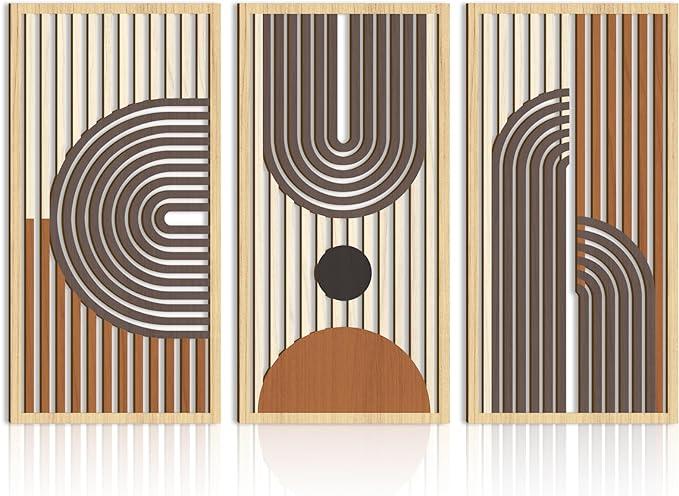 IARTTOP Mid century Modern Decor 16x32 Inch Large Boho Wood Wall Art Abstract by IARTTOP