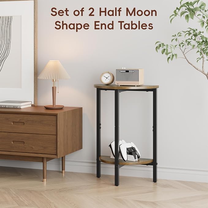 Vagusicc Side Table, Small Round End Table, 2 Tier Small Couch Side Tables - Image 4